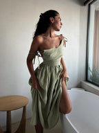 Maribel Exclusive Long Linen Summer Dress Designer Edit