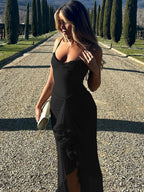 Nora Premium Maxi Dress with Spaghetti Straps and Ruffles Elevated Occasion Wear