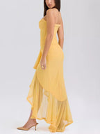 Nora Premium Maxi Dress with Spaghetti Straps and Ruffles Elevated Occasion Wear