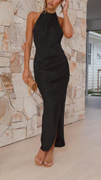 Abigail Boutique Long Louise Dress with Pleats Evening Wear Edit