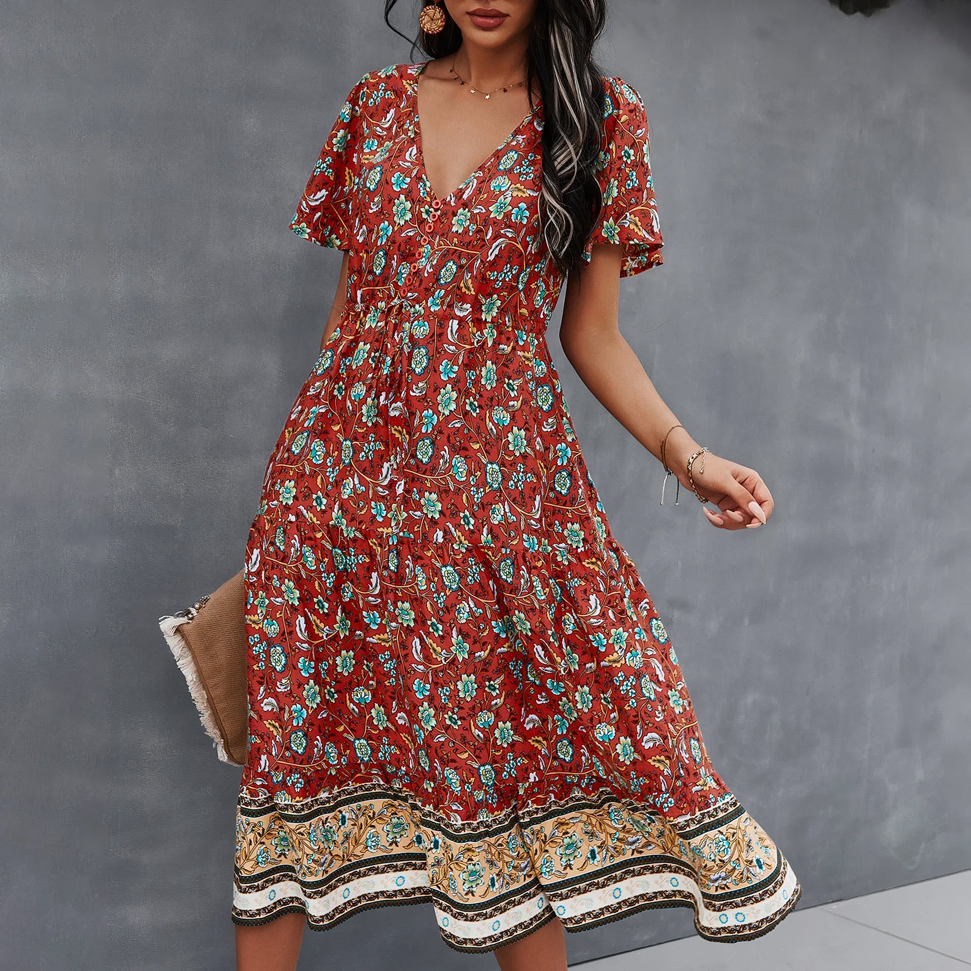 Ione Timeless Women's Dress with Floral Pattern Designer Edit