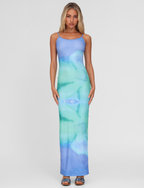 ARDON MAXI DRESS - BLUE : MACRO FLORAL : BLUE HIBISCUS