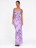 JULIANNA DRESS - PURPLE : FLORAL : PURPLE CERAMIC FLORAL