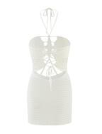 AZADI MINI DRESS - WHITE : CREAM : WHITE