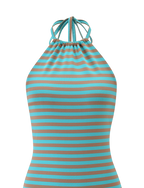 DILLON DRESS 2.0 - MUSHROOM AQUA STRIPE