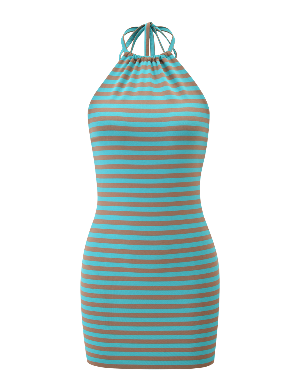 DILLON DRESS 2.0 - MUSHROOM AQUA STRIPE