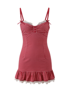 EMMALINE MINI DRESS - RED GINGHAM