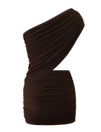 RYLAND DRAPED MINI DRESS - CHOCOLATE