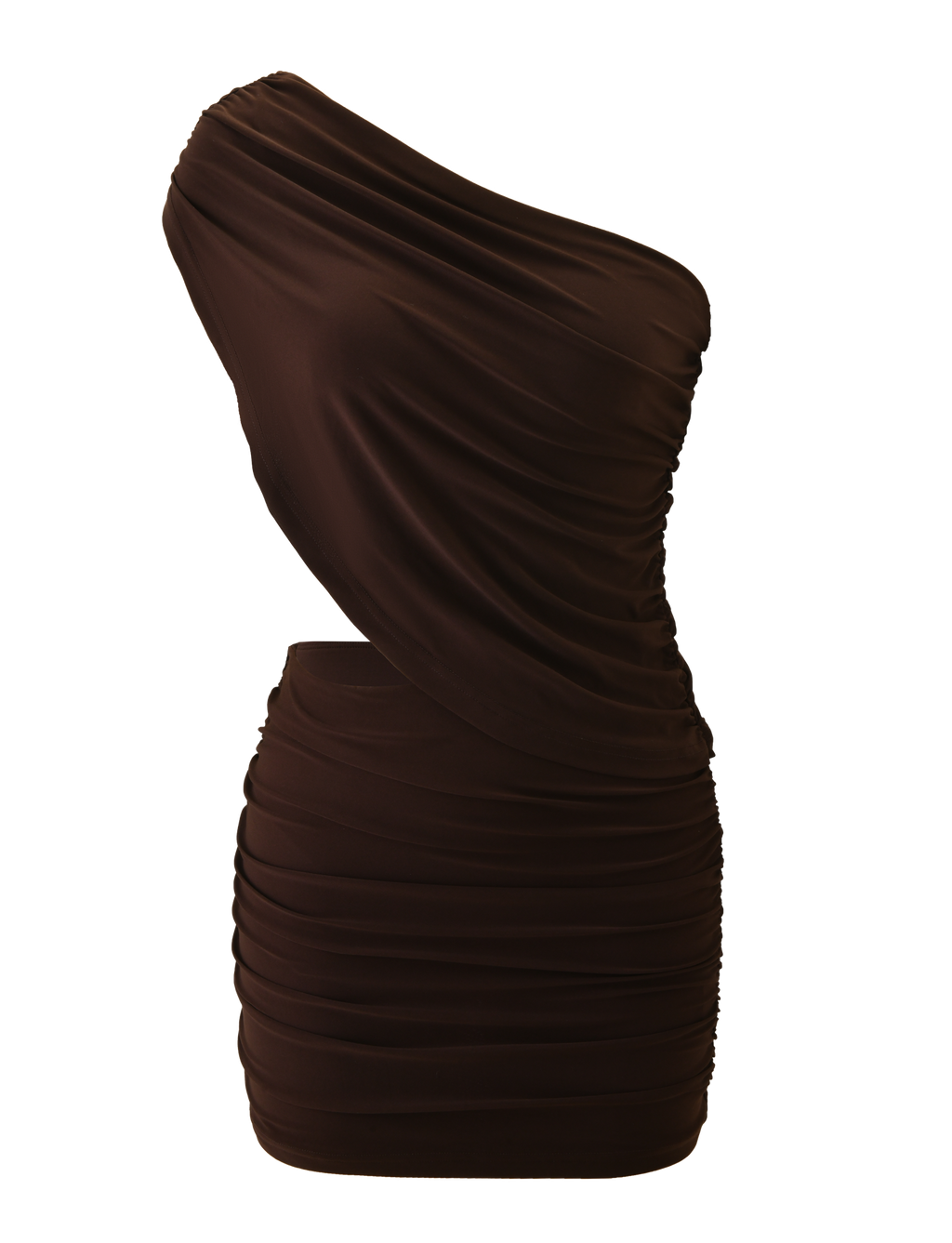 RYLAND DRAPED MINI DRESS - CHOCOLATE