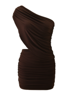 RYLAND DRAPED MINI DRESS - CHOCOLATE