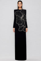 Tildat Long-Sleeved Orchid-Patterned Maxi Dress