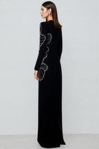 Tildat Long-Sleeved Orchid-Patterned Maxi Dress