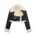 Female Short Solid Turndown Long Winter High Street Coat