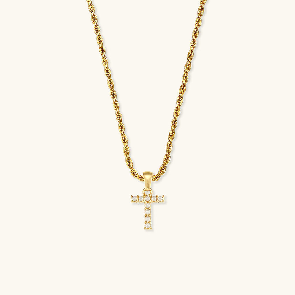 Aurora Pearl Initial Necklace