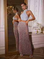 Halterneck Crystal Pearl Skirt Set