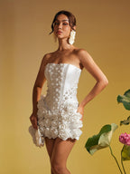 Flower Pearl Crystal Skirt Set