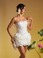Flower Pearl Crystal Skirt Set