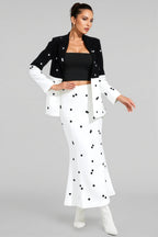 Amalia White Polka Dot Sequins Blazer Set