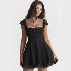 Tie Back Lace Mini Dress
