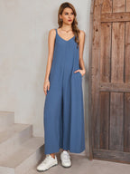 Tie Back Pocket Wide Legs Jumpsuit