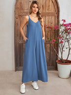 Tie Back Pocket Wide Legs Jumpsuit