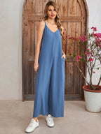 Tie Back Pocket Wide Legs Jumpsuit