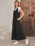 Tie Back Pocket Wide Legs Jumpsuit