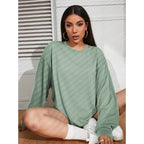DressBetty - 2024 Solid Simplicity Round Neck Long Sleeve Tee