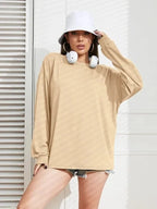 DressBetty - 2024 Solid Simplicity Round Neck Long Sleeve Tee