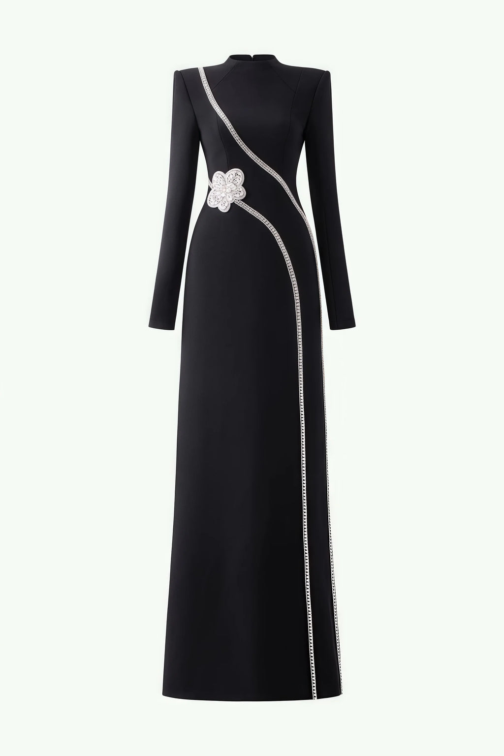 Senne Rhinestone Long Sleeve Floral Maxi Dress