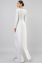 Zayden White Rhinestone Beaded Maxi Dress