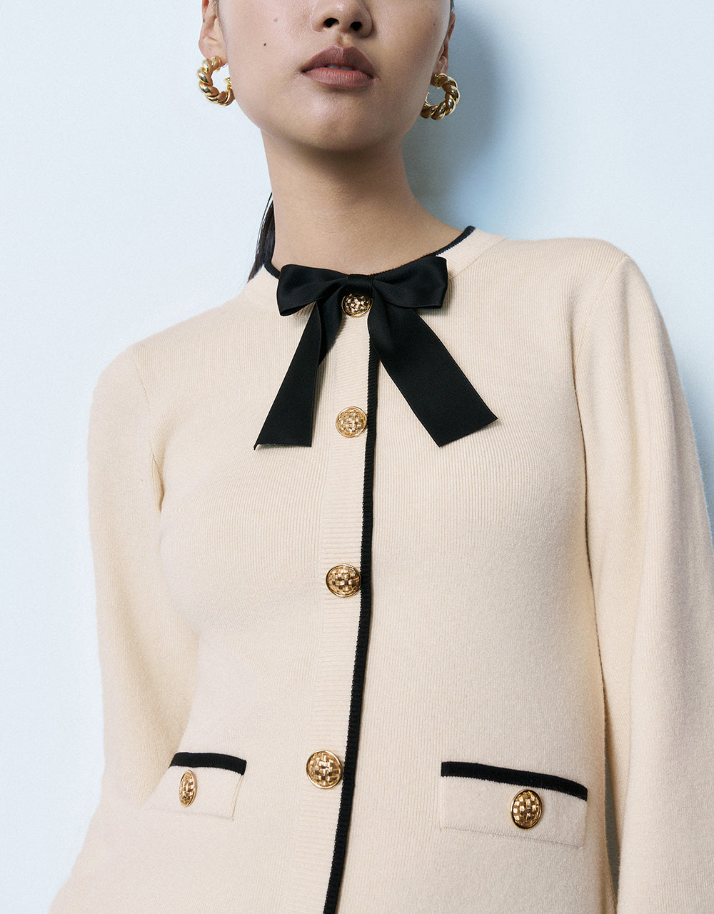 Bow Décor Crew Neck Knitted Dress