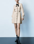 Bow Décor Crew Neck Knitted Dress