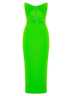 Uma Strapless Cutout Bandage Dress In Green