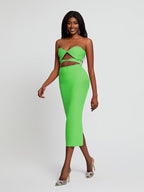 Uma Strapless Cutout Bandage Dress In Green
