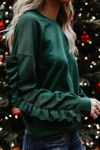 Jingling Ruffle Up Sleeve Sweatshirt - 2 Colors