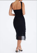 Encarnación Midi Dress with Ruffles for Women Holiday Party Outfit