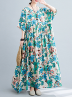 Beach Lunch Lounge Smocked Printed Flower Dress