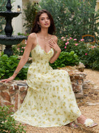 V-Neck Cut Out Bow Tie Back Cami Long Dress