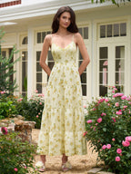 V-Neck Cut Out Bow Tie Back Cami Long Dress