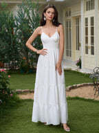 V-Neck Cut Out Bow Tie Back Cami Long Dress