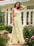 V-Neck Cut Out Bow Tie Back Cami Long Dress