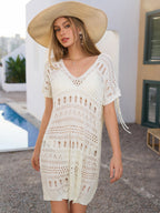 V-Neck See Through Split Beach Dress