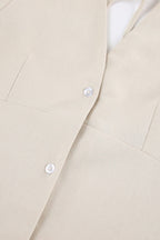 V Neck Single-breasted Cotton Linen A-line Dress