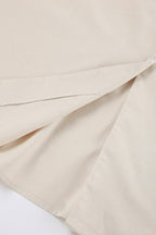 V Neck Single-breasted Cotton Linen A-line Dress