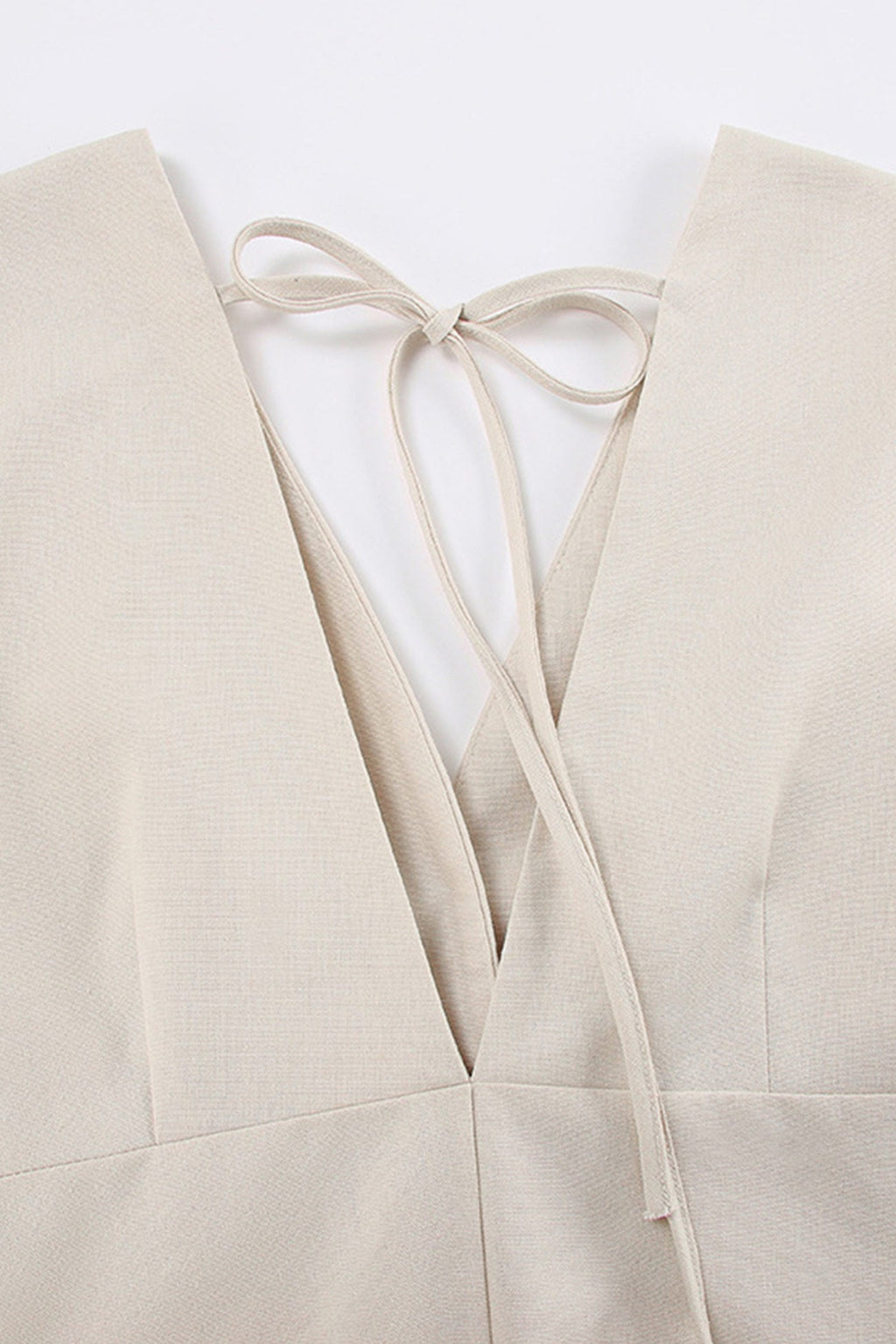 V Neck Single-breasted Cotton Linen A-line Dress
