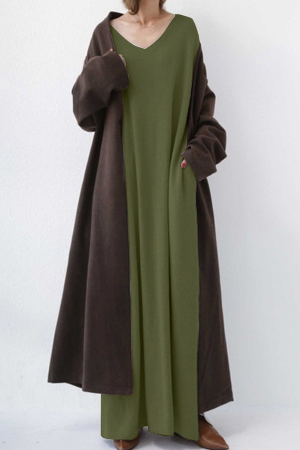 Elsa V Neck Sweatshirt Classic Dress for Everyday Wear Boutique Fashion Style