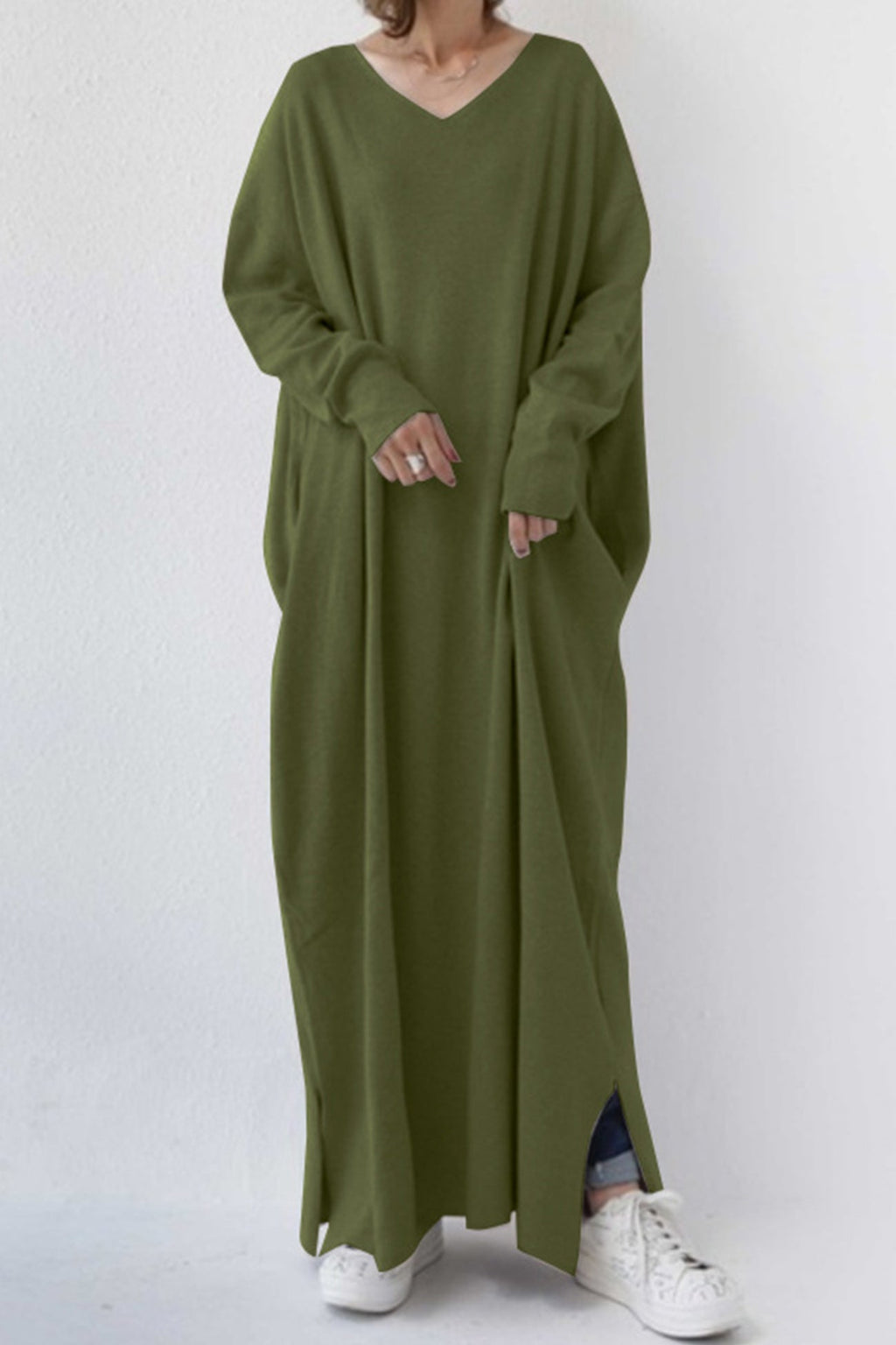 Elsa V Neck Sweatshirt Classic Dress for Everyday Wear Boutique Fashion Style