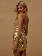 Strapless Mini Sequin Party Dress