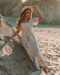 Maynard Printed Smocked Maxi Dress Cream